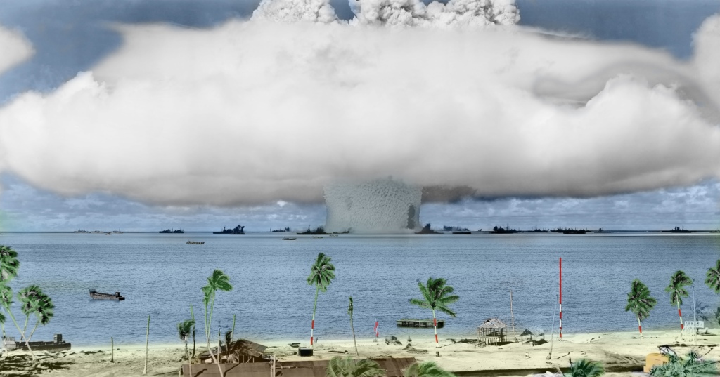 Atom Bomb Exploding Off Beach